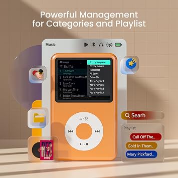 Innioasis Y1 Kids MP3 Player Timeless Class 128GB Bluetooth Video Player Audiobooks FM Radio Touch Control (Silver)