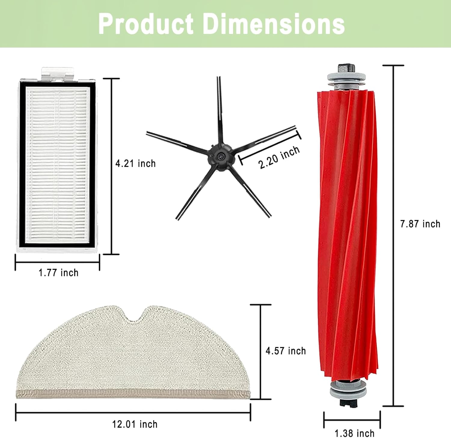 Bvhonwe 20 Pack Roborock Q7 Replacement Parts Compatible for Xiaomi Mi Mijia Roborock Q7 Q7+ Q7 Max Q7 Max+ Vacuum Cleaner,2 Main Brush, 6 Filter, 8 Side Brush, 4 Mop Cloth