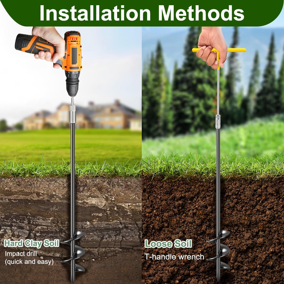 6 Pcs 30" Ground Anchors Heavy Duty Shed Anchor Kit with 3/16 Galvanized Cable & Turnbuckles, Triple-Turn Helix Earth Anchors for Carport Canopy Gazebo Trampoline Swingset Mobile Home