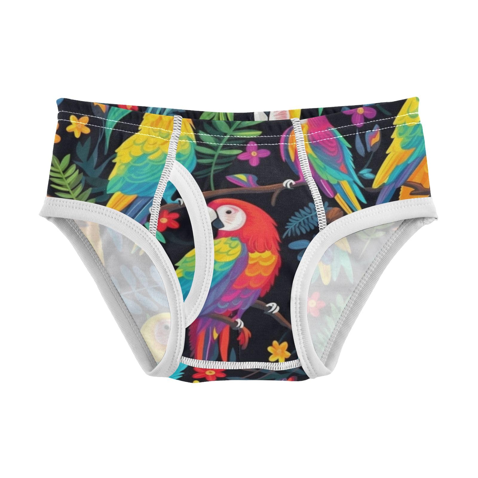ALAZA Baby Boys Briefs Toddler Boys Underwear 100 Cotton Soft Parrot Bird Colorful 2T