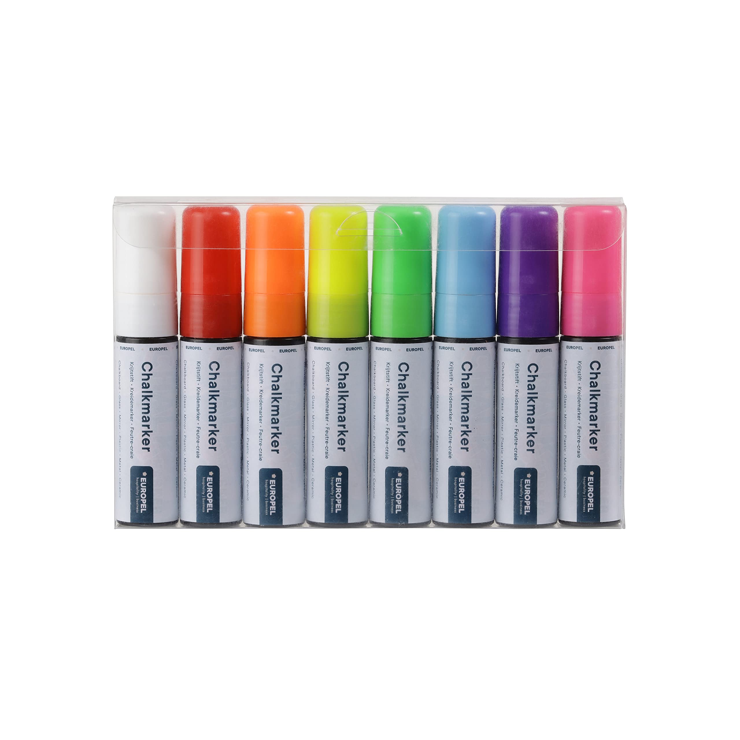 EUROPEL Liquid Chalk Markers 3mm Pack of 8 Colours, Reversible Round and Chisel Tip Chalk Marker Pens for Glass Windows Whiteboards Blackboard Signs Menus Restaurants Cafes Offices