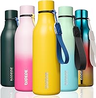 Vista 250 de BJPKPK Botellas de agua aisladas, botella de agua de metal de acero inoxidable de 18 onzas con correa, termo a prueba de fugas sin BPA, tazas