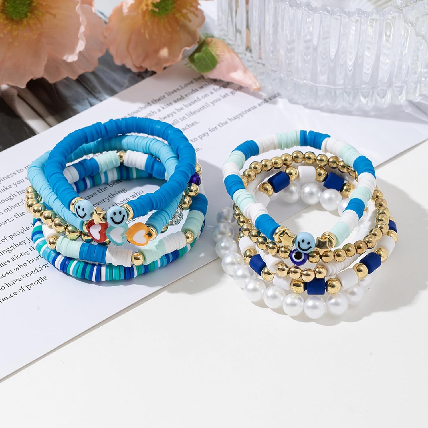 10pcs Heishi Surfer Clay Bead Friendship Bracelets,Colorful Stackable Preppy Bracelets for Women - Image 4