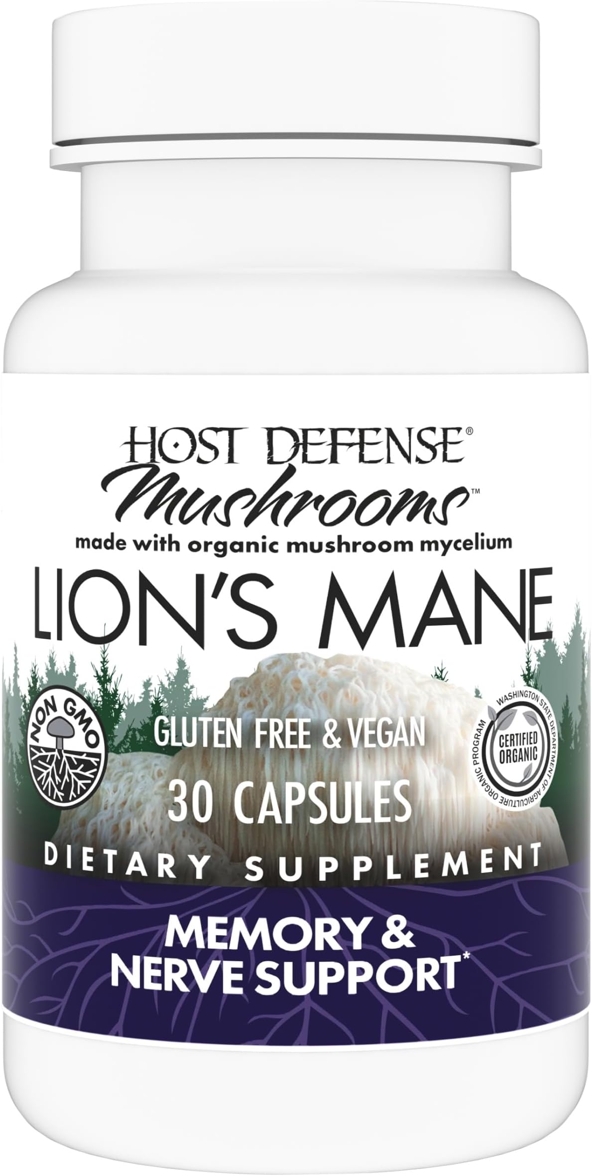 Mushrooms Lion's Mane - Supplement Capsules for Brain Health Support - Mushroom Support for Focus & Memory Function - Immune & Nervous System Supplement - 30 Capsules (15 Servings)*
