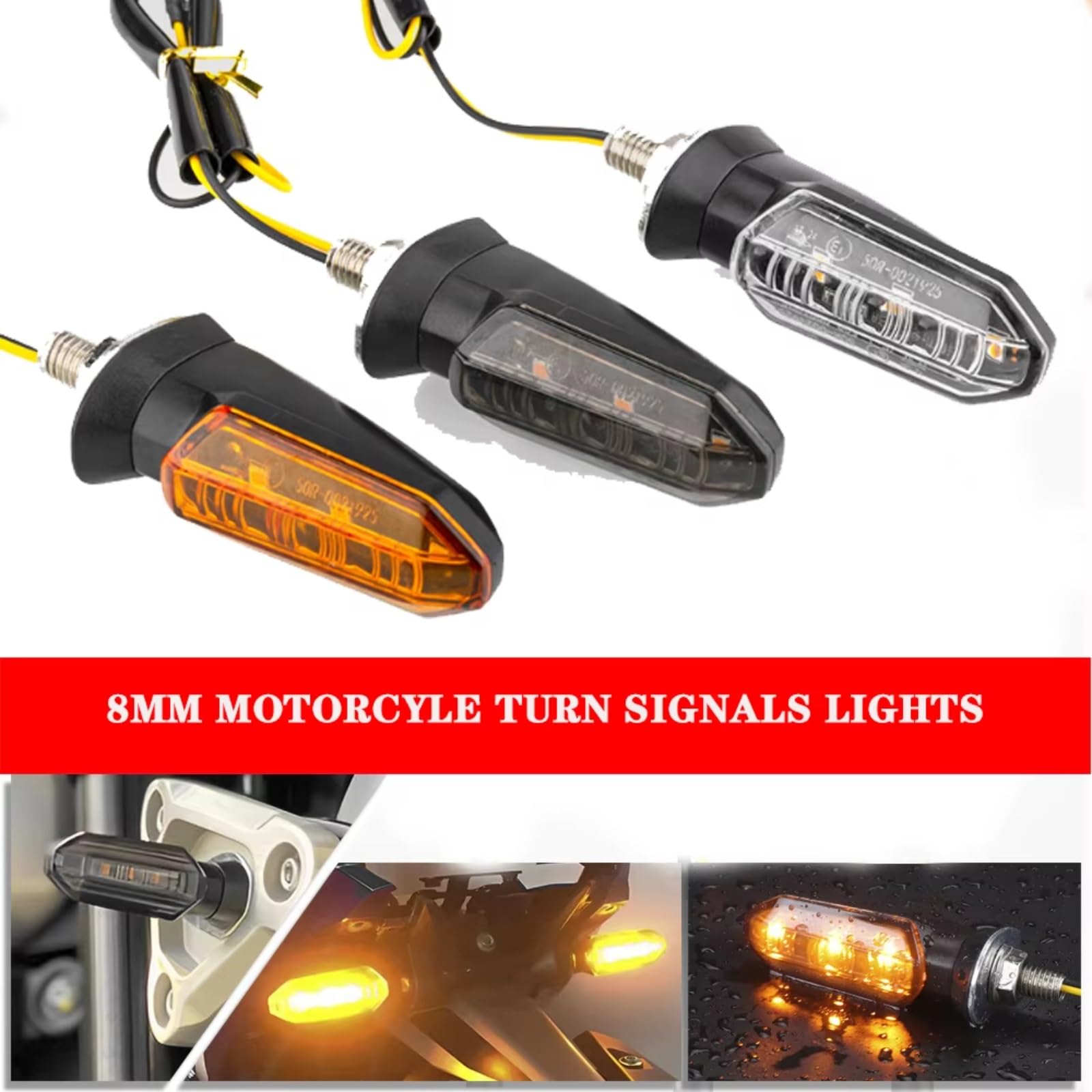 Compatibile con APRILIA Per Shiver 750 Per RS660 Per RS125 Per RSV4 Per RSV4R 8mm Universale Moto Indicatore di direzione Accessorio Indicatori Moto(Yellow,8)