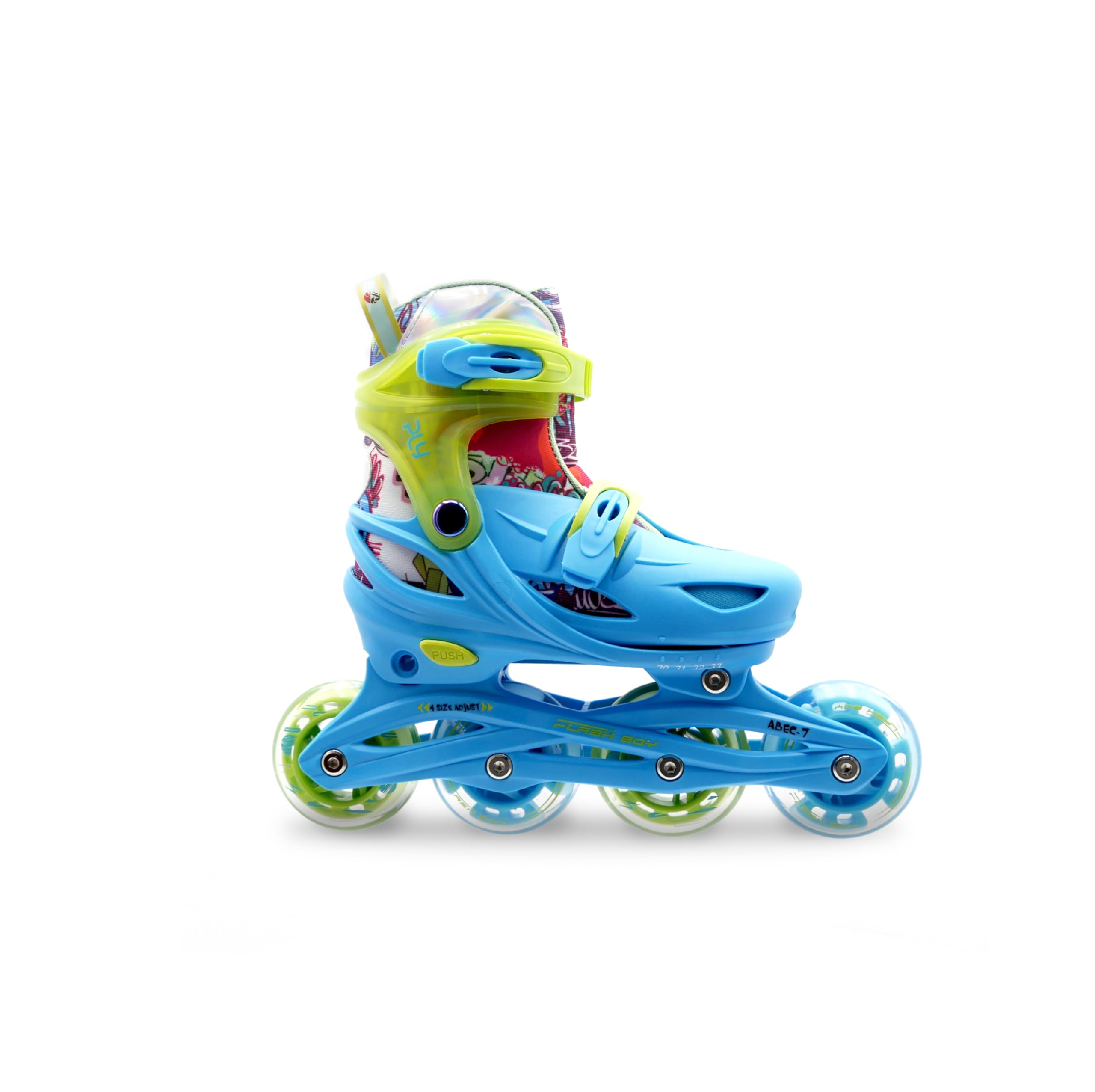 PLY Children's Adjustable Flash Boy Inline Skate with LED Flashing Wheels (by Roces)