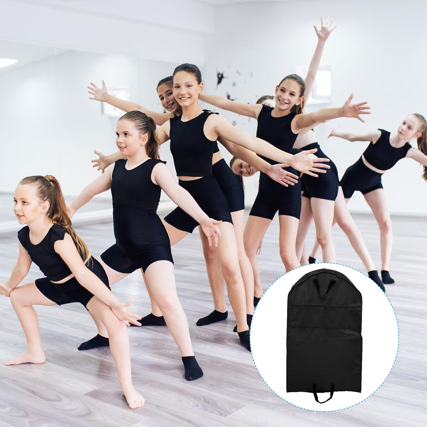 PATIKIL Garment Bags for Dance Costumes, 40 Inch Hanging Garment Bag with 4 Pockets Name Tag Handles for Dance Competition Skating, Black