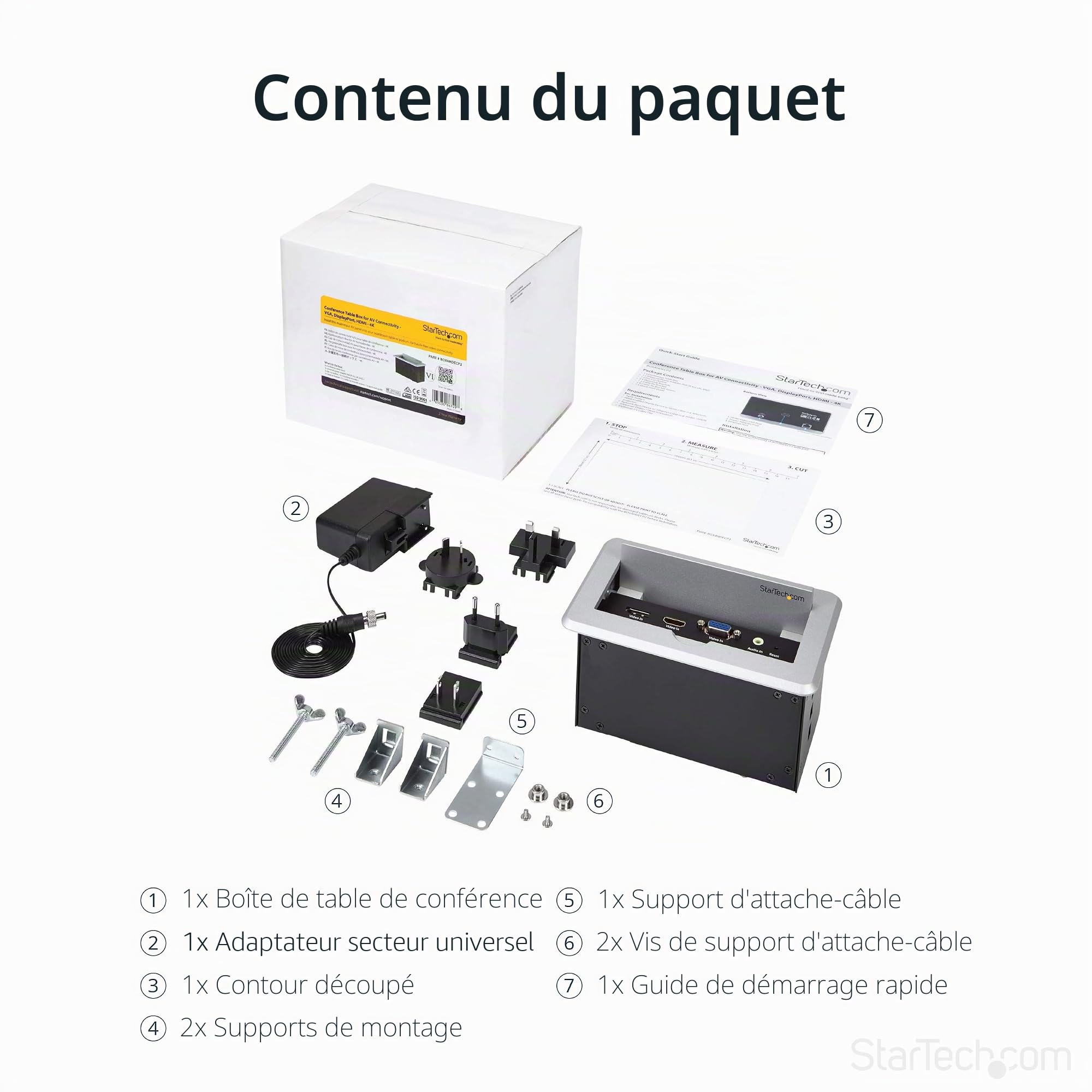StarTech.com Boîtier de connexion pour table de réunion avec entrées DisplayPort, HDMI et VGA (BOX4HDECP2)