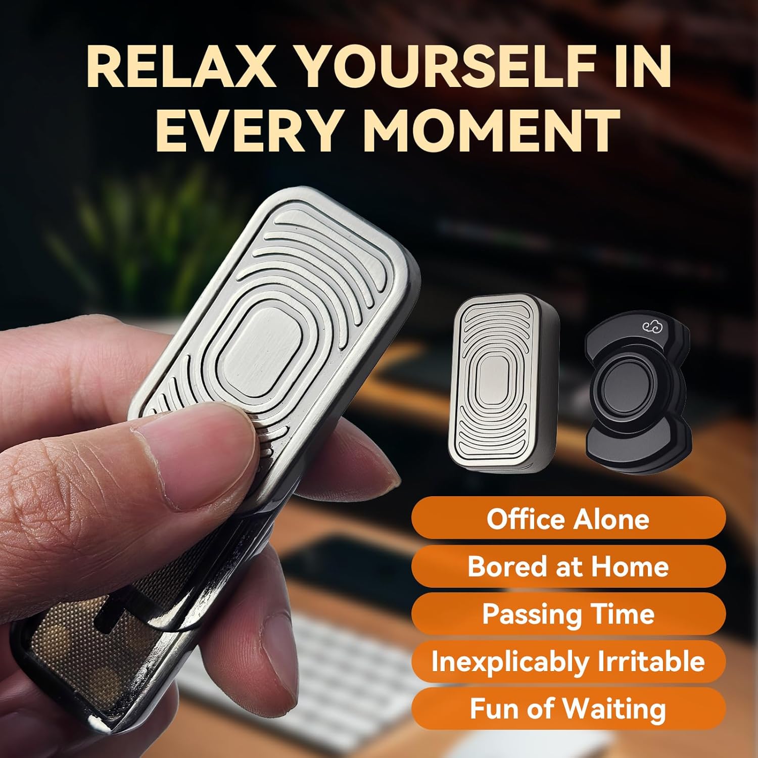 2 Pcs Fidget Toys Adults Set, Metal Fidget Slider, Decompression Metal Cool Figette Spinners Toys，Gadgets Office Stress Relief Sensory Items