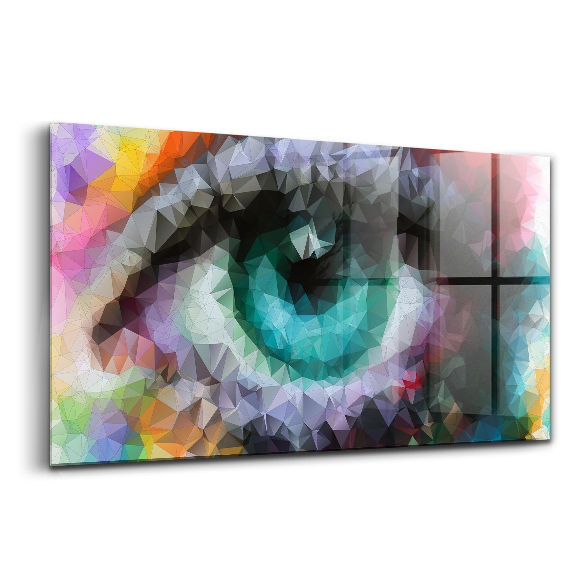 Verre d'art moderne oeil humain colore 120x60cm pour habiller un grand mur vide