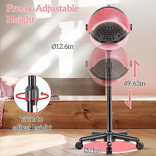 Miniatura 4 de HSONBIUTY Ionic - Secador de pelo de pie, secador de pelo profesional con capucha con ajuste de tiempo, controles táctiles y 3 ajustes de