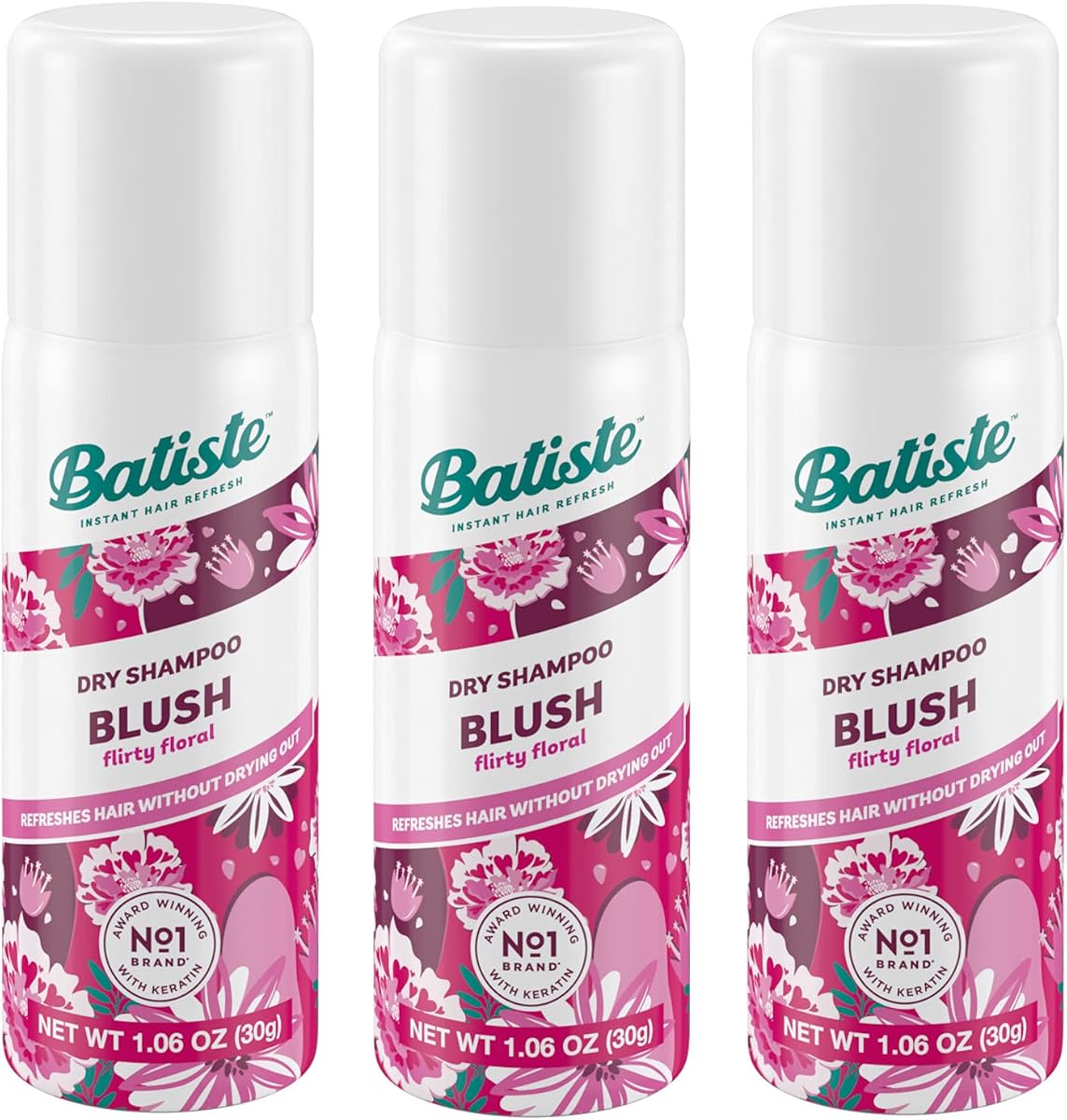 Champú seco Batiste - Rubor floral y afrutado 1.6 oz (PAQUETE DE 3)