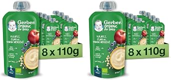 Gerber Organic Yulaflı Elma ve Yaban Mersini Püre 8x110g (2 paketi)