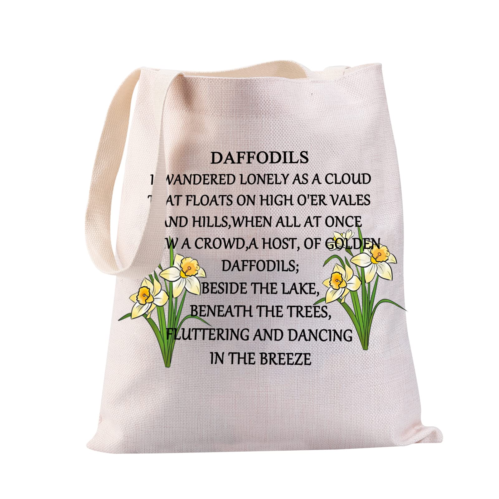MYSOMY Daffodil Lovers Gift I Wandered Lonely As a Cloud Quote Tote Bag March Birth Flower Gifts