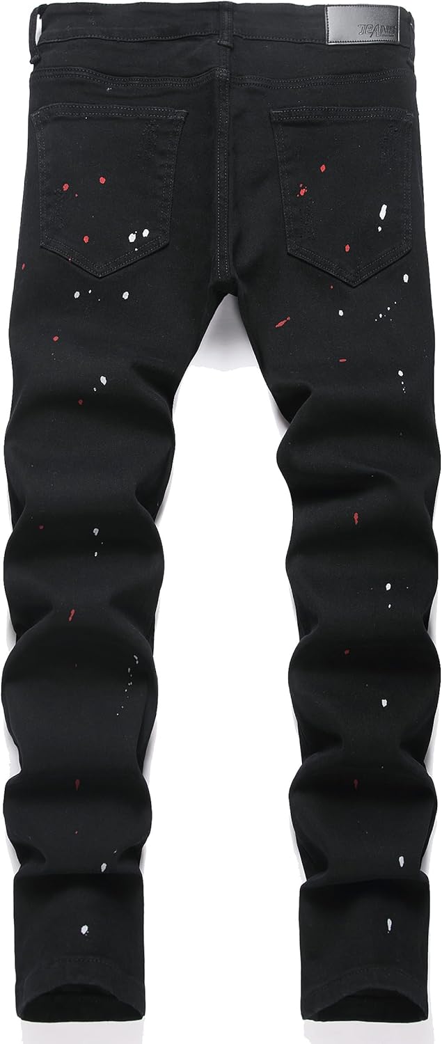XIMXIMMTIAN Mens Slim Fit Jeans Stretch Ripped Biker Jeans for Men Fashion Straight Comfort Flex Waist Casual Denim Pants - Image 3