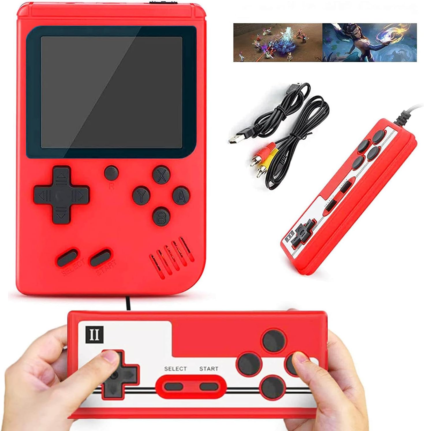 Handheld Game Console, Retro Portable Video Game Console with 400 Classical FC Games 3.0-Inch Screen 1020mAh Rechargeable Battery Support for TV Connection Easter Day Gifts (Red)