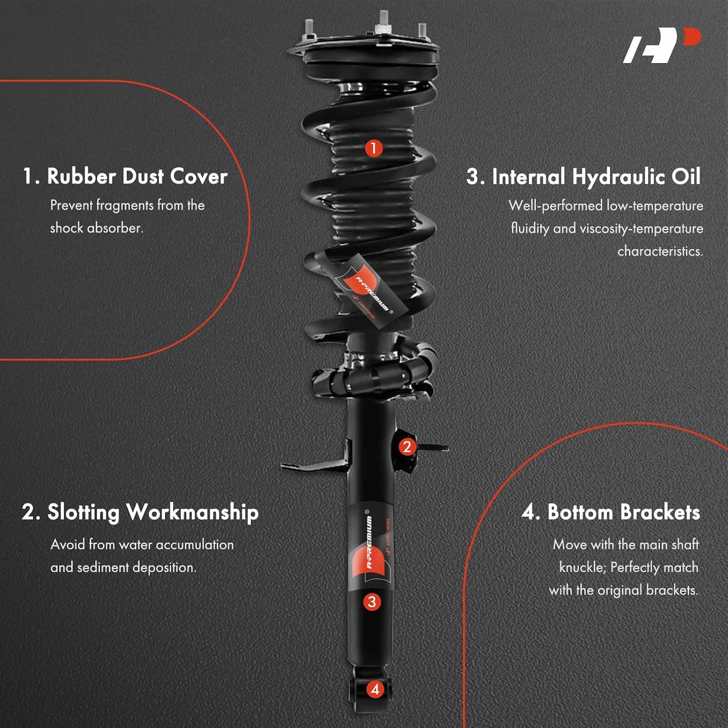 A-Premium Front Struts Compatible with Infiniti G37 [RWD] 2008-2013, Coupe - 2x Replacement Suspension Complete Strut Assembly Shock with Coil Spring