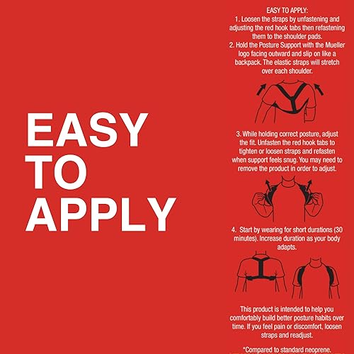 Miniatura 7 de MUELLER Corrector de postura de medicina deportiva para mujeres y hombres, soporte de espalda ajustable para escoliosis, cifosis y cuello de texto,
