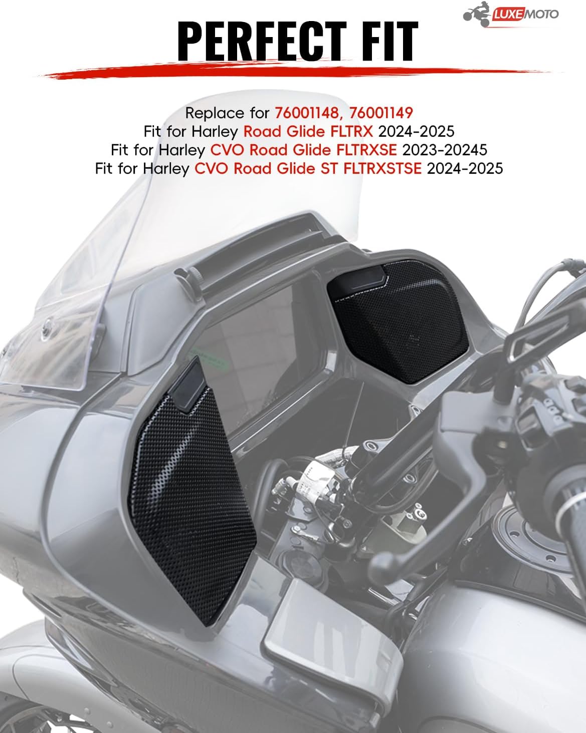 Fairing Speaker Grills for Road Glide 2024+,Black Front Speaker Mesh Protection Covers for CVO Harley Road Glide FLTRXSE 2023-2026, FLTRX FLTRXSTSE 2024-2026 FLTRT FLTRXL 2026 Accessories