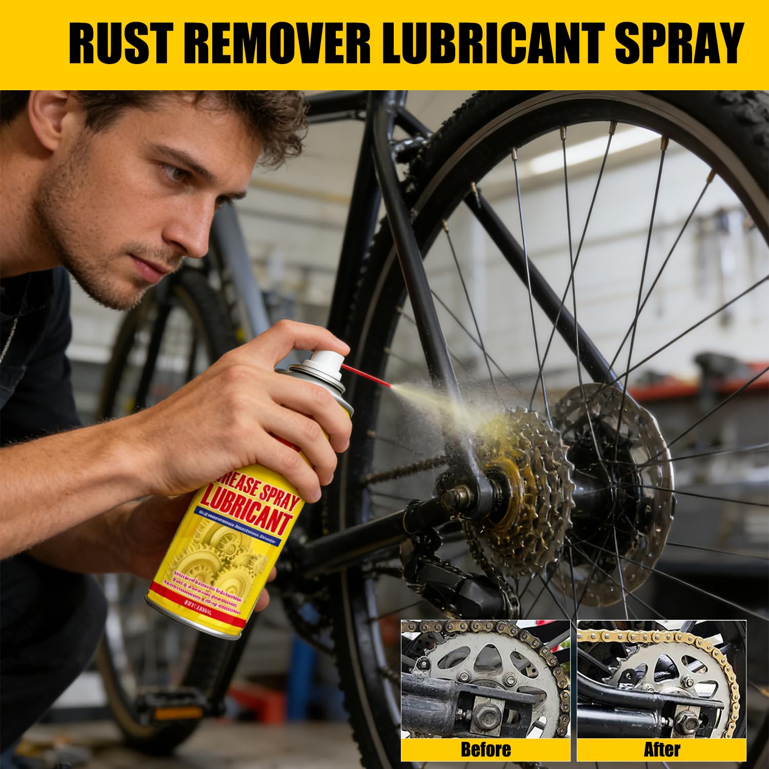 Anti Rust Remover Lubricant Spray,Rust Remover for Metal,Multi-Purpose Penetrating Oil for Protect & Restore,Fast-Acting Lubricant Rust Dissolver for Vehicles, Tools, Chains, Bolts and Hinges