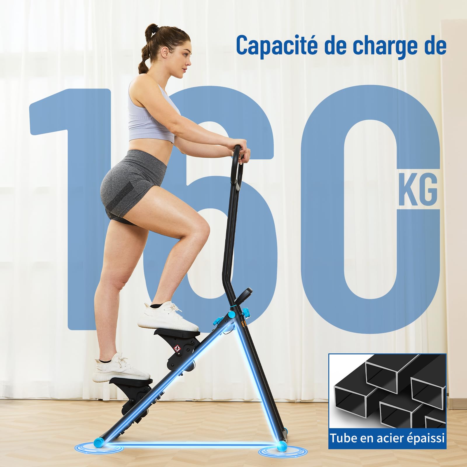 HXD-ERGO Stepper d’Escalier Pliable Fitness 2026, Appareil Cardio Maison Professionnel avec Guidon Réglable, Écran LCD, Machine d’Entraînement Complet du Corps Compacte