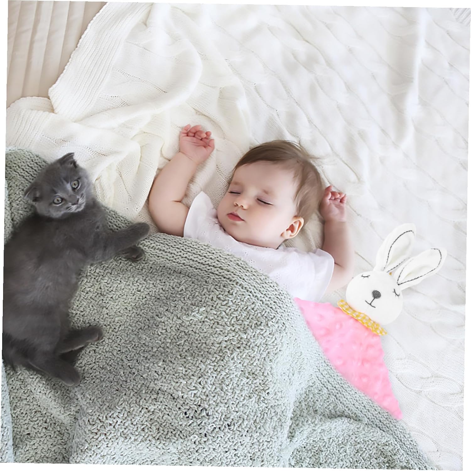 Bunny Baby Appeasing Towel for Newborns Soft and Safe Pacifying Doll 100% Polyester and Down Cotton for Teething and Sleep Comfort