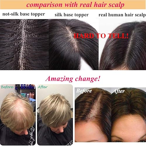 Miniatura 7 de MY-LADY 150 % de densidad de cabello humano con flequillo para mujer, base de seda negra natural con clip, piezas superiores para adelgazar el