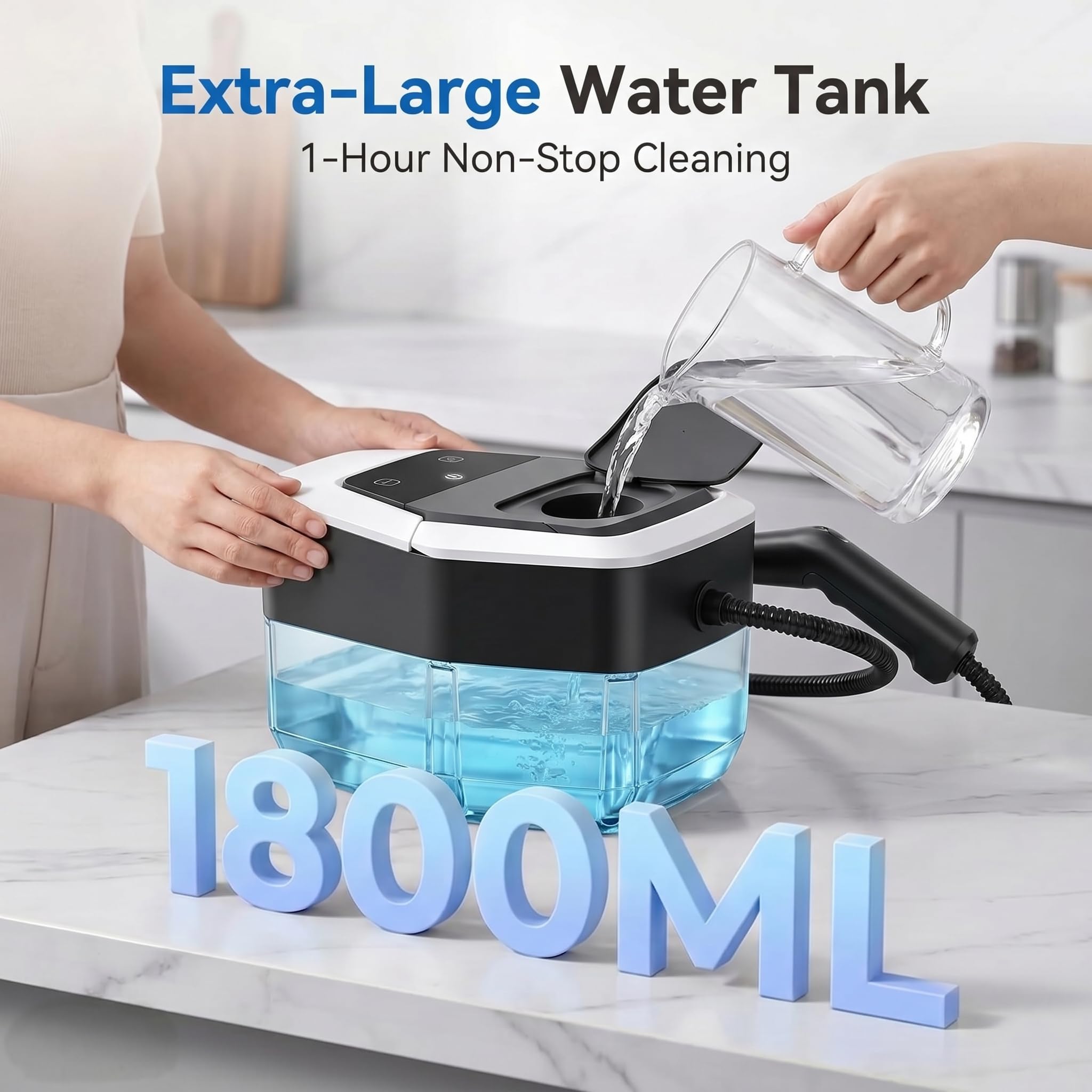 Portable Nettoyeurs Vapeur électriques Nettoyeur Vaporisateur Appareil Vapeur Nettoyeur Vapeur a Main Haute Pression Voiture Vitre Canapé Maison Voiture Fenêtres Cuisine Salle de Bain Sol (noir)