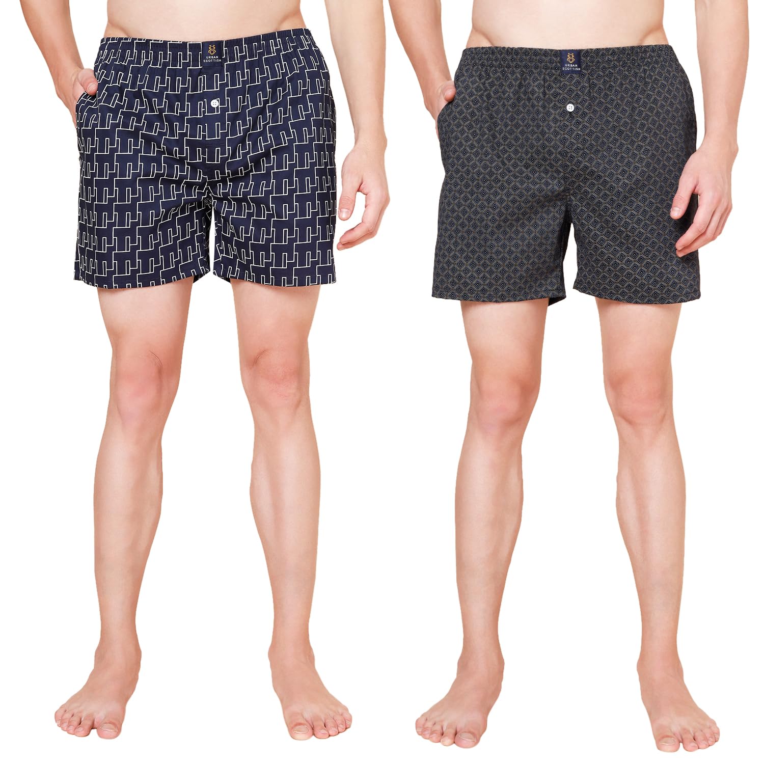 urban scottish Men’s 100% Cotton Printed Boxers Shorts with Side Pockets (Pack of 2)-picture-53