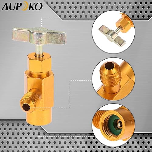 Miniatura 4 de R134A - Grifo de lata autosellante con rosca derecha, herramienta de válvula R134A con rosca hembra R-H de 1/2 pulgada y conector macho SAE de 1/4