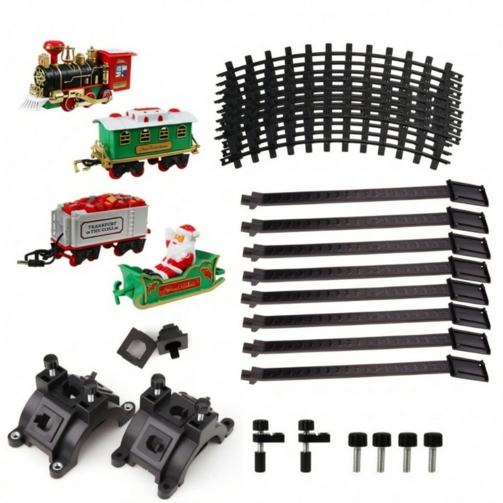 Almencla Trenino di Natale in Plastica con Binario Circolare Decorativo Treno Giocattolo Vapore Natalizio con Carrozze Acustico per Bambini, Soggiorno