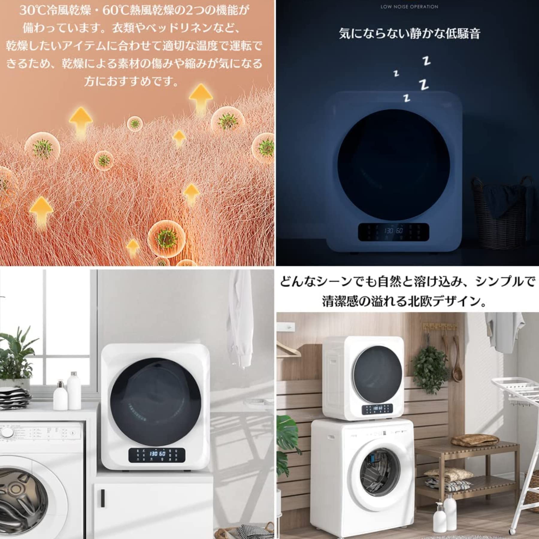 Amazon.co.jp: SHUVLAB 衣類乾燥機 小型 工事不要 3.0kg 排気タイプ 