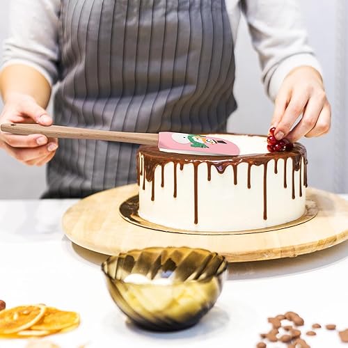 Miniatura 5 de Patelai 10 espátulas de silicona de Navidad para pastel de Navidad con mango de madera, muñecos de nieve, espátula para panqueques, raspador de