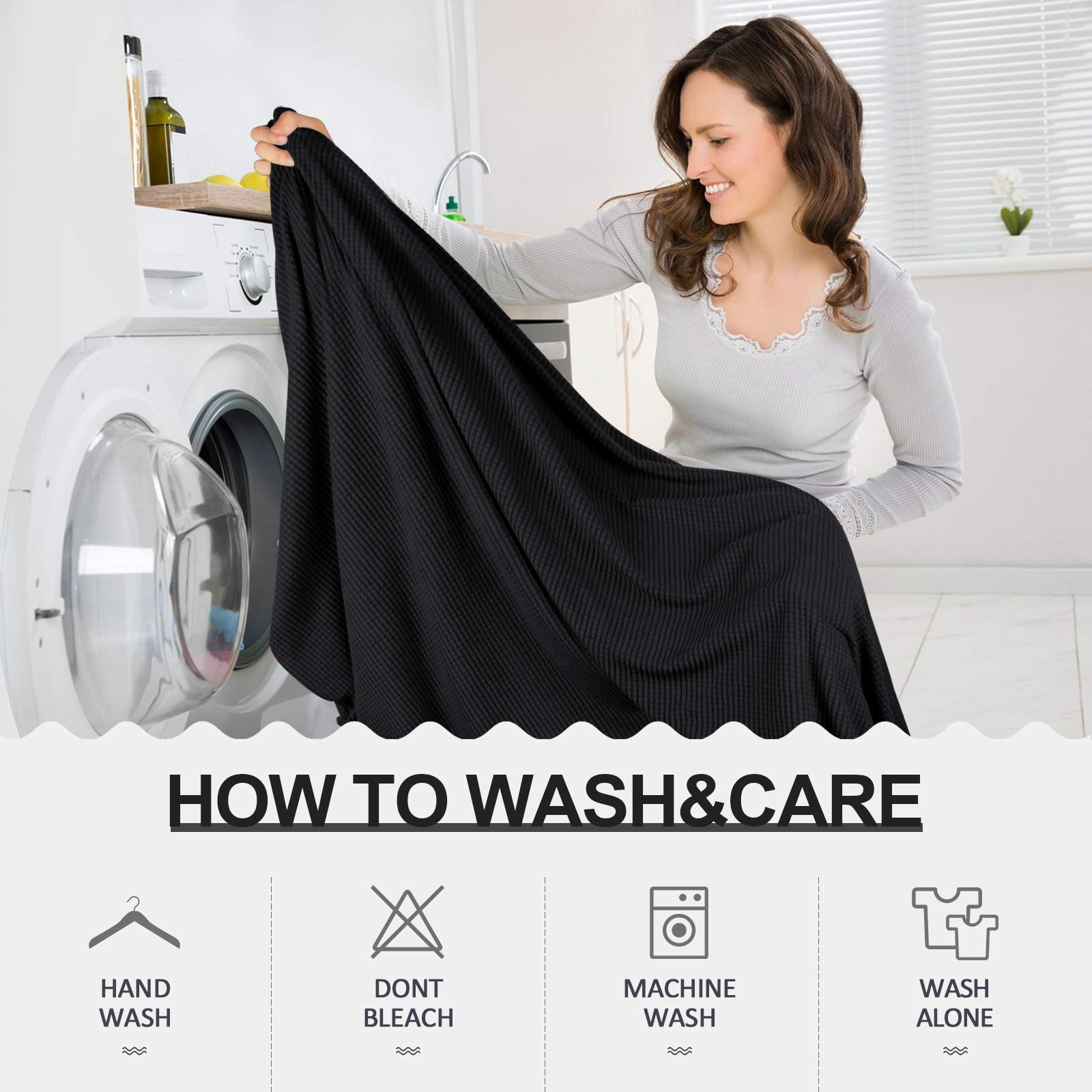 TAOCOCO Copriseduta Divano Elasticizzato Alta qualità Protezione del Cuscino Sedile del Divano Lavabile (3 Posti, Nero)