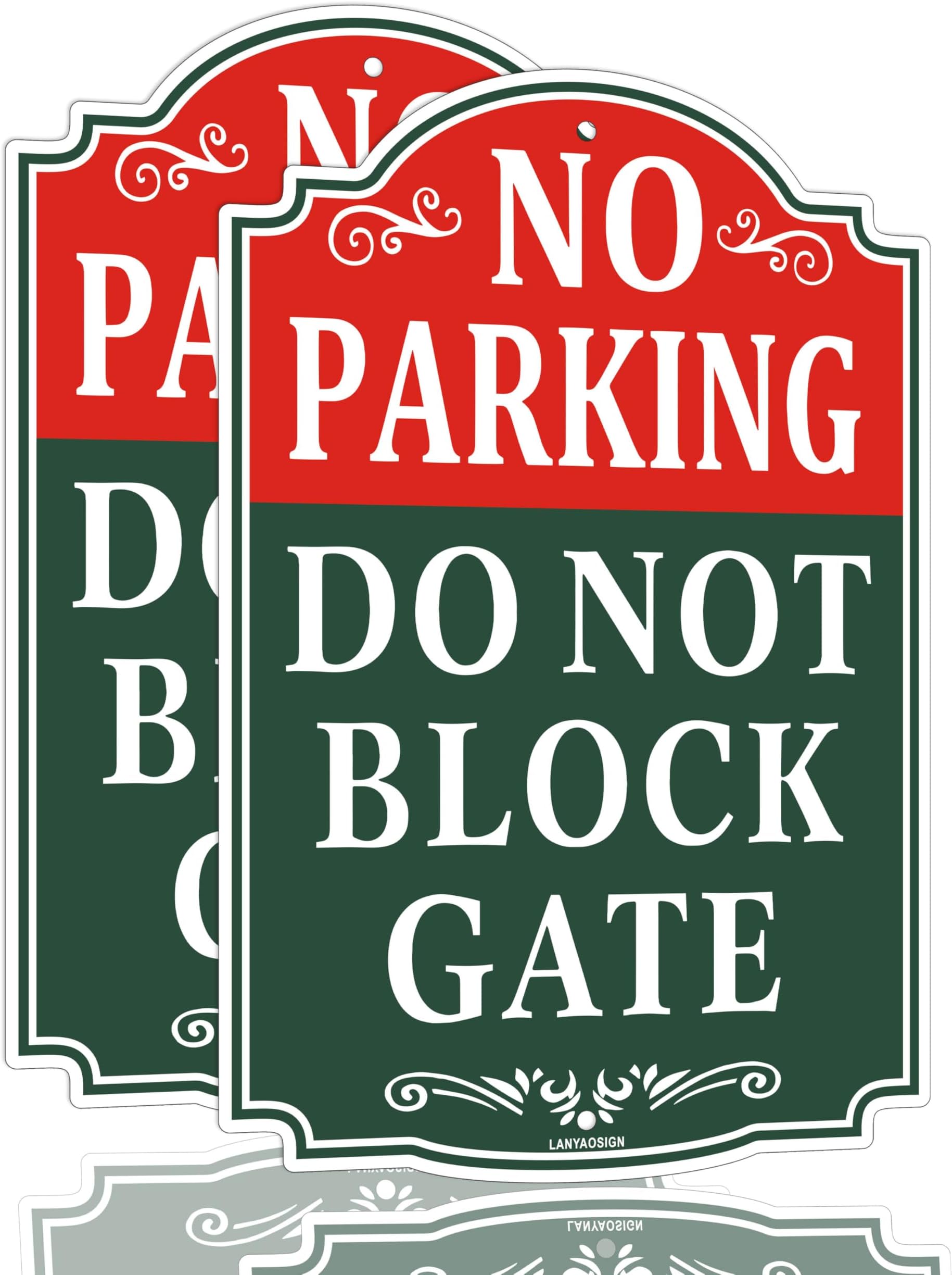 2 Pack No Parking - Do Not Block Gate Signs - 18 x 12 inches Aluminum Signs,Weather Resistant,Durable Ink,Easy to Install