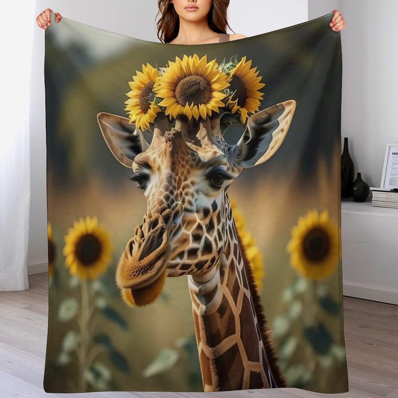Couverture polaire girafe flannel polyester plaid doux et chaud 100x130