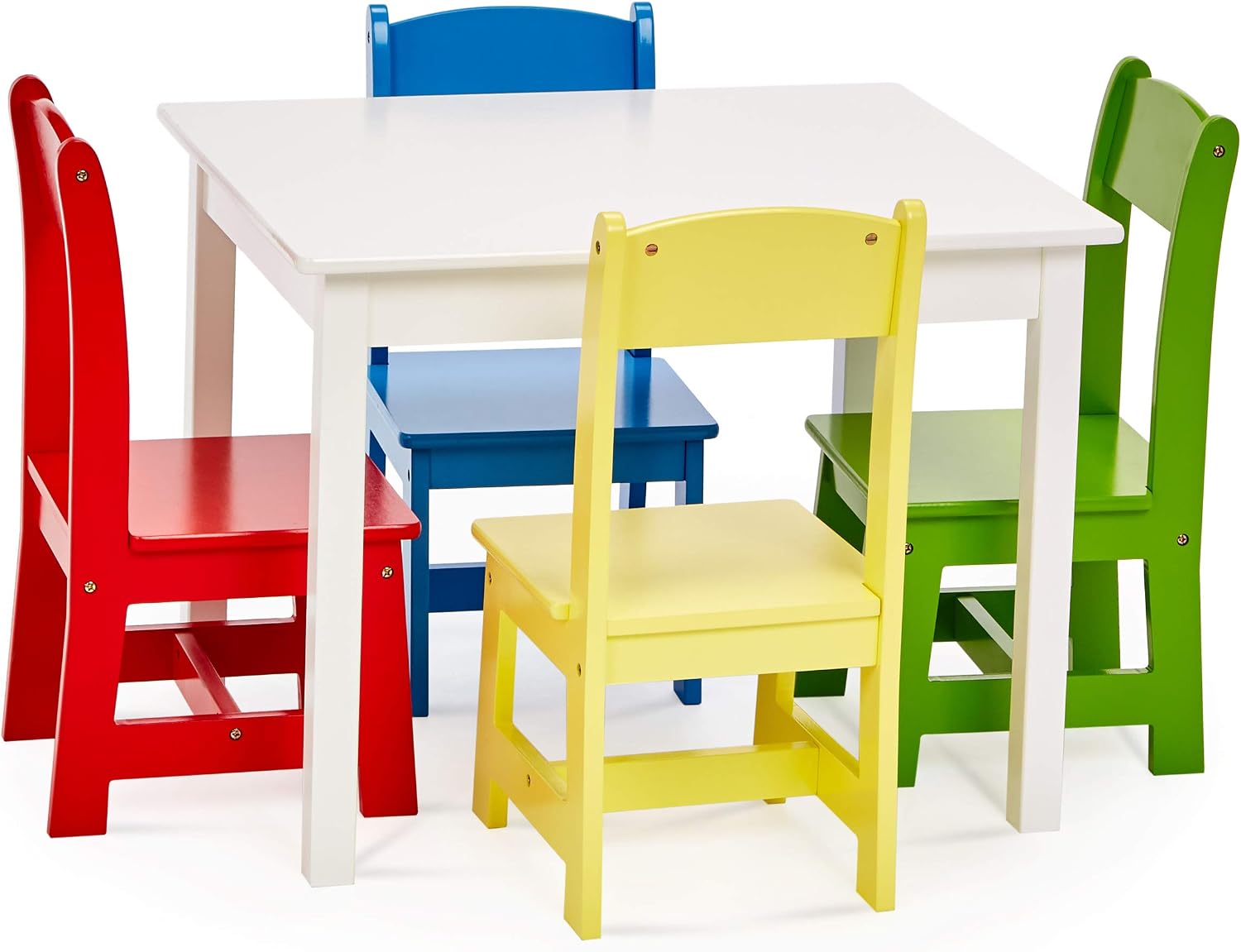 Phoenix Home Fermo Kid’s White Wood Table and Primary-Color Chair Set (Red, Yellow, Green, Blue)