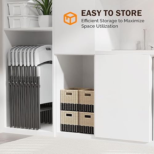 Miniatura 5 de VINGLI Sillas plegables, silla plegable de plástico, capacidad de hasta 350 libras, asientos portátiles para interiores y exteriores, eventos,