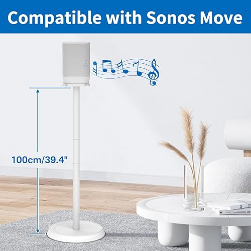 Miniatura 9 de Soporte de altavoz de piso resistente para Sonos Move and Move 2 Soporte de altavoz con clips de cable de administración fácil de instalar, negro
