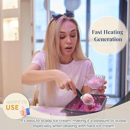 Miniatura 6 de Cuchara de helado con calefacción recargable, cuchara eléctrica para helado con pantalla LED, se calienta a 158 F para helado duro, fácil para