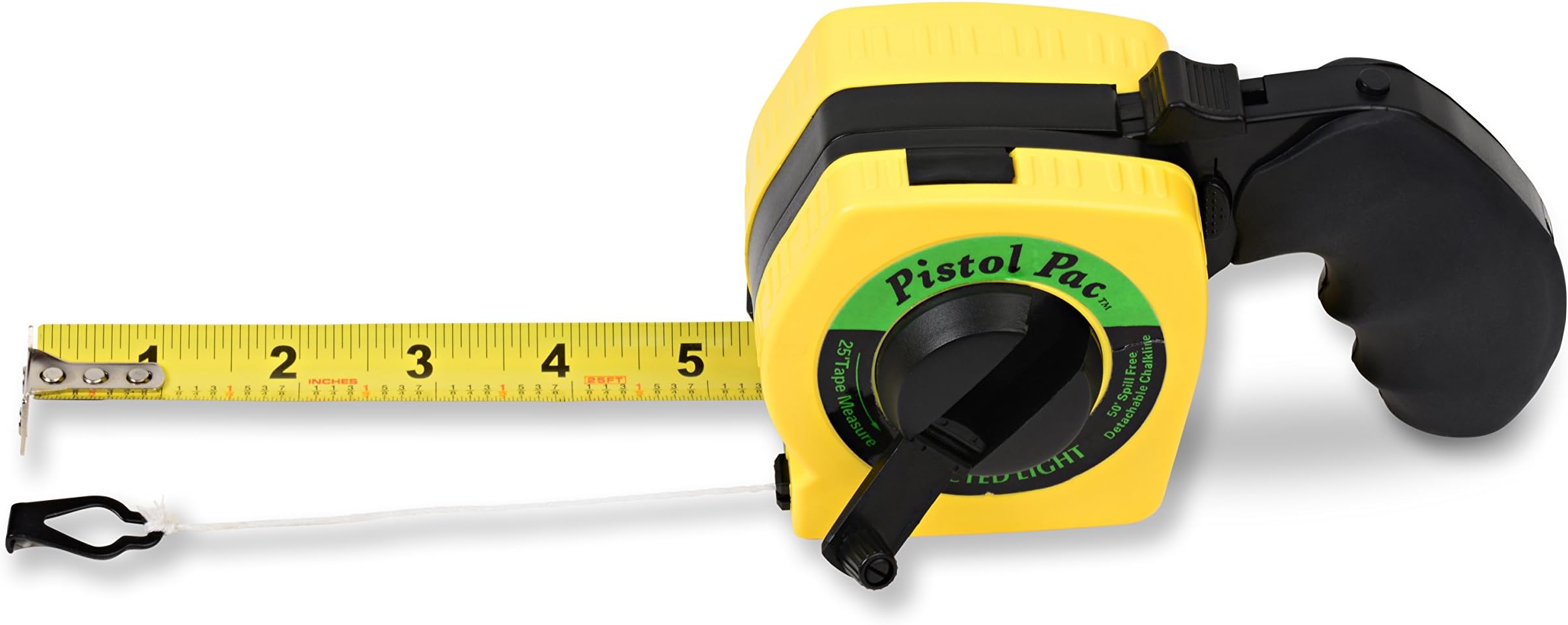 Measure & Snap Your Chalk-line With One Comfortable Tool. Great For Layout On Floors, Roofs, & Framing. Free Battery for Built-in Light. Replaces Your Tape Measure & Chalk Line. Your Tool Belt Loses 1/2 lb & Clears Tool Box Space Too.