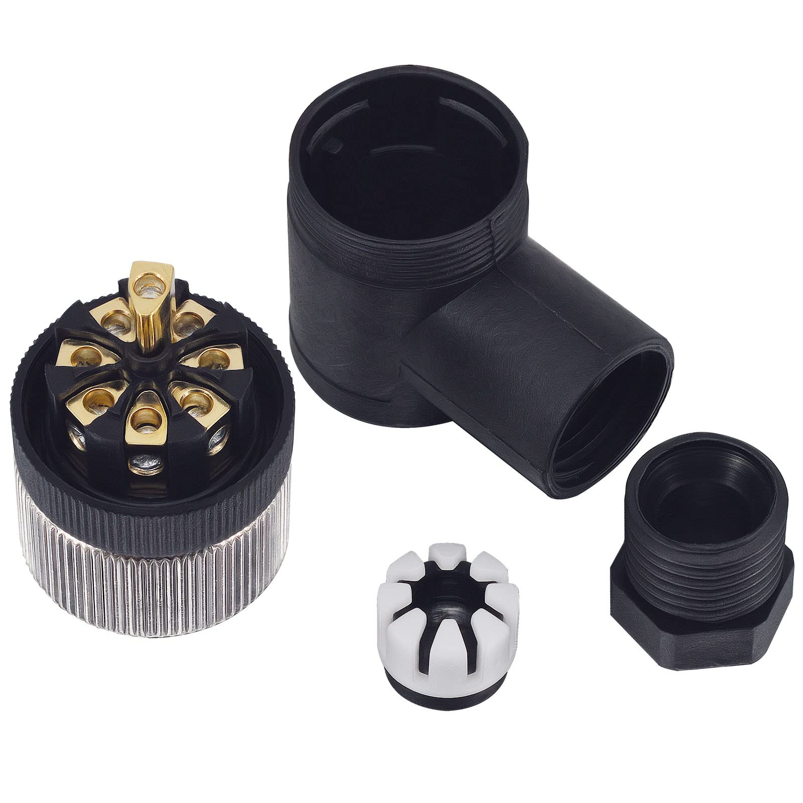 Lonlonty M12 8-Pin Right Angled Connector Kit, 4 Sets Male & Female Panel Mount - Image 2