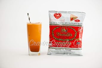 Thai Tea Mix (Number-One) Cha Tra Mue Brand, Original Thai Tea Mix from Thailand, Perfect for brewing Traditional Restaurant Style Thai Iced Tea (400g) 14.1 Ounce (Pack of 1) white