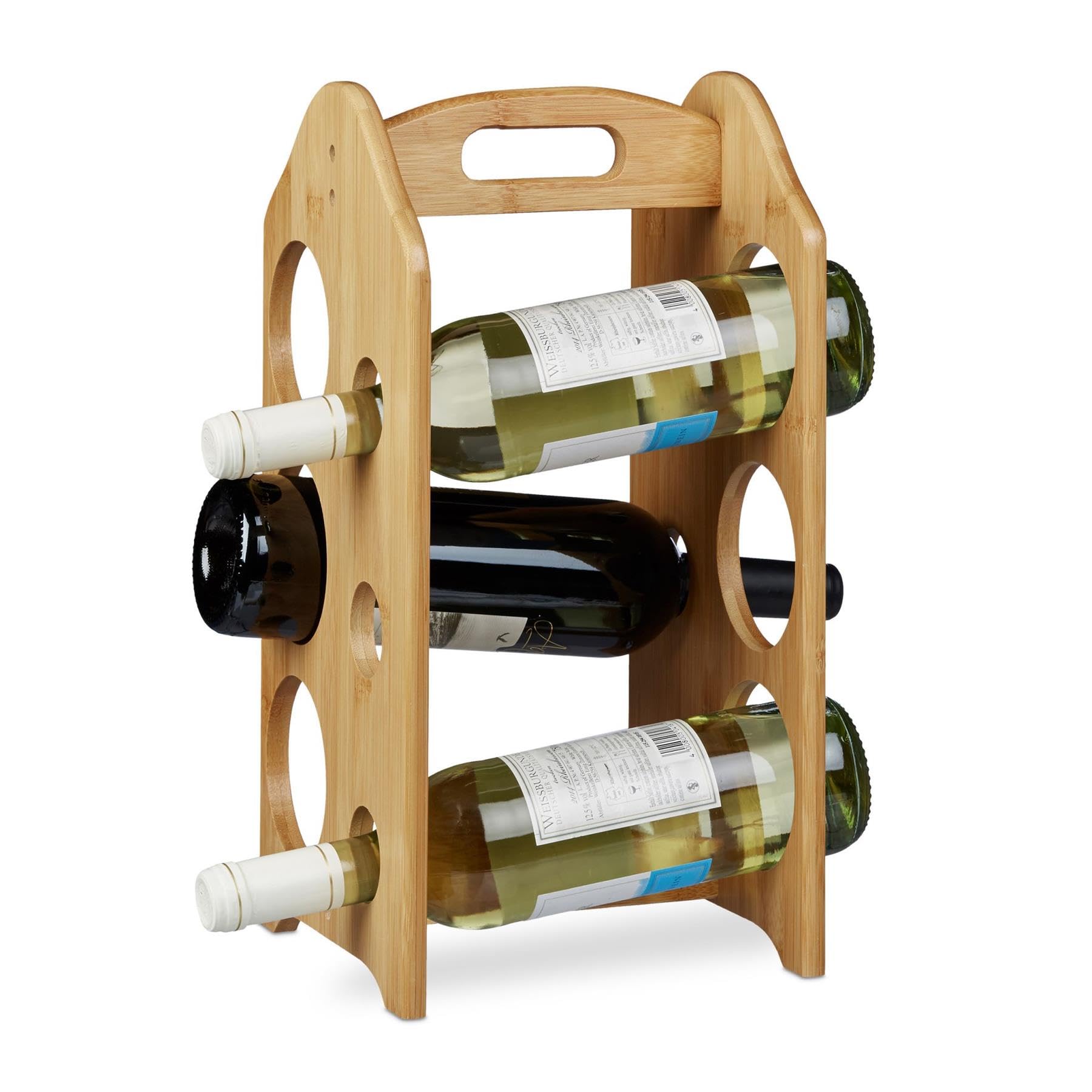 simpa Bamboo Wine Rack for 6 Bottles, 40cm (H) x 20cm (W) x 20cm (D)