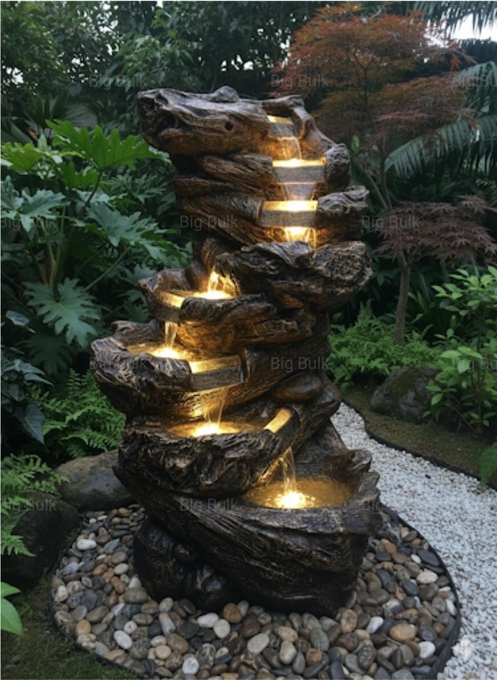 5 Tier/Steps/Layer Big Green Stone Look Fiber Fountain for Home Decor/Living Room/Hall/Office/Garden/Room Indoor Outdoor-image-23