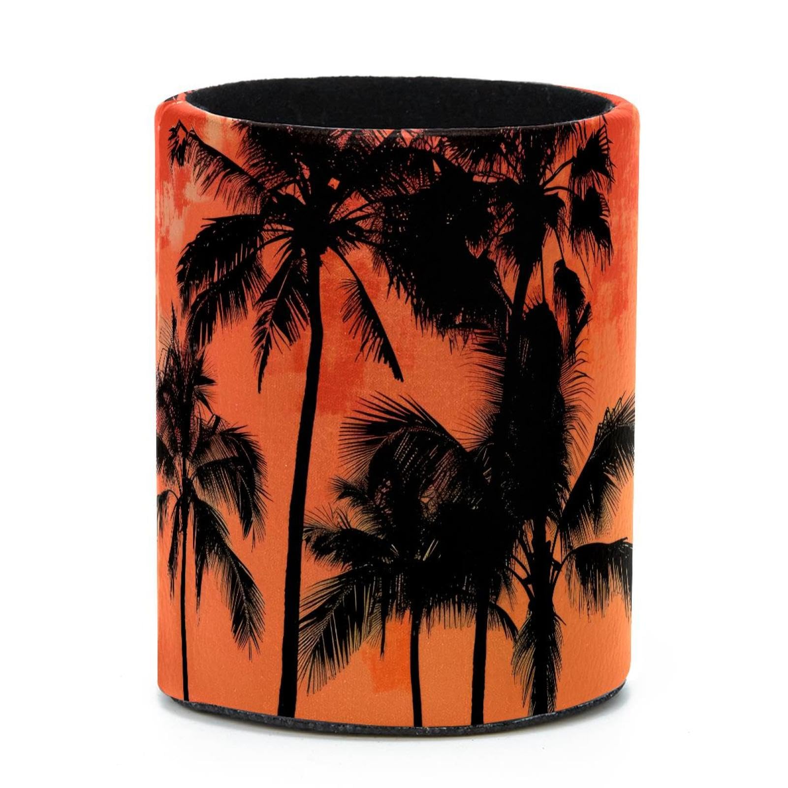 VAPOKF Round Pencil Holders for Desk, Silhouettes of Palms Pen Holders Pen Pot Makeup Brushes Storage Desktop Stationery Supplies Organiser for Home Office