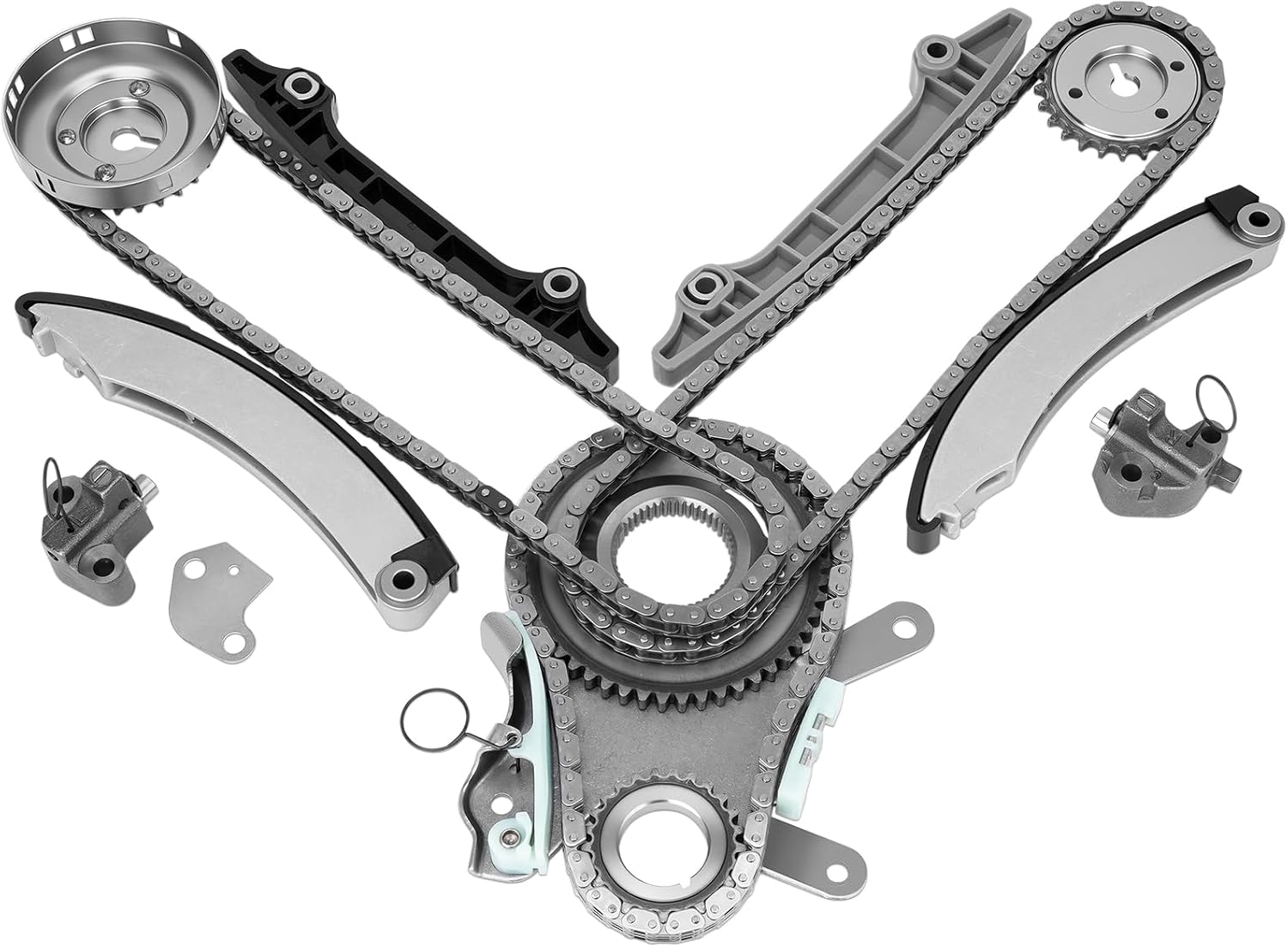 Timing Chain Kit w/Sprocket Tensioner Compatible with Dodge Dakota 04-11 Durango 04-09 Ram 1500 04-12 Jeep Commander 06-10 Grand Cherokee 05-10 fits 3.7L V6 SOHC 226CID Engine # 53021295AA C393