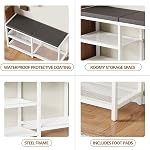 Tablette de banquette de chaussures de rangement de banquettes de banquet d'entrée avec coussin de siège, organisateur de chaussures stable pour entrée, salon, banquette 300 Lb, (35" L x 12" W x 17" H, blanc)