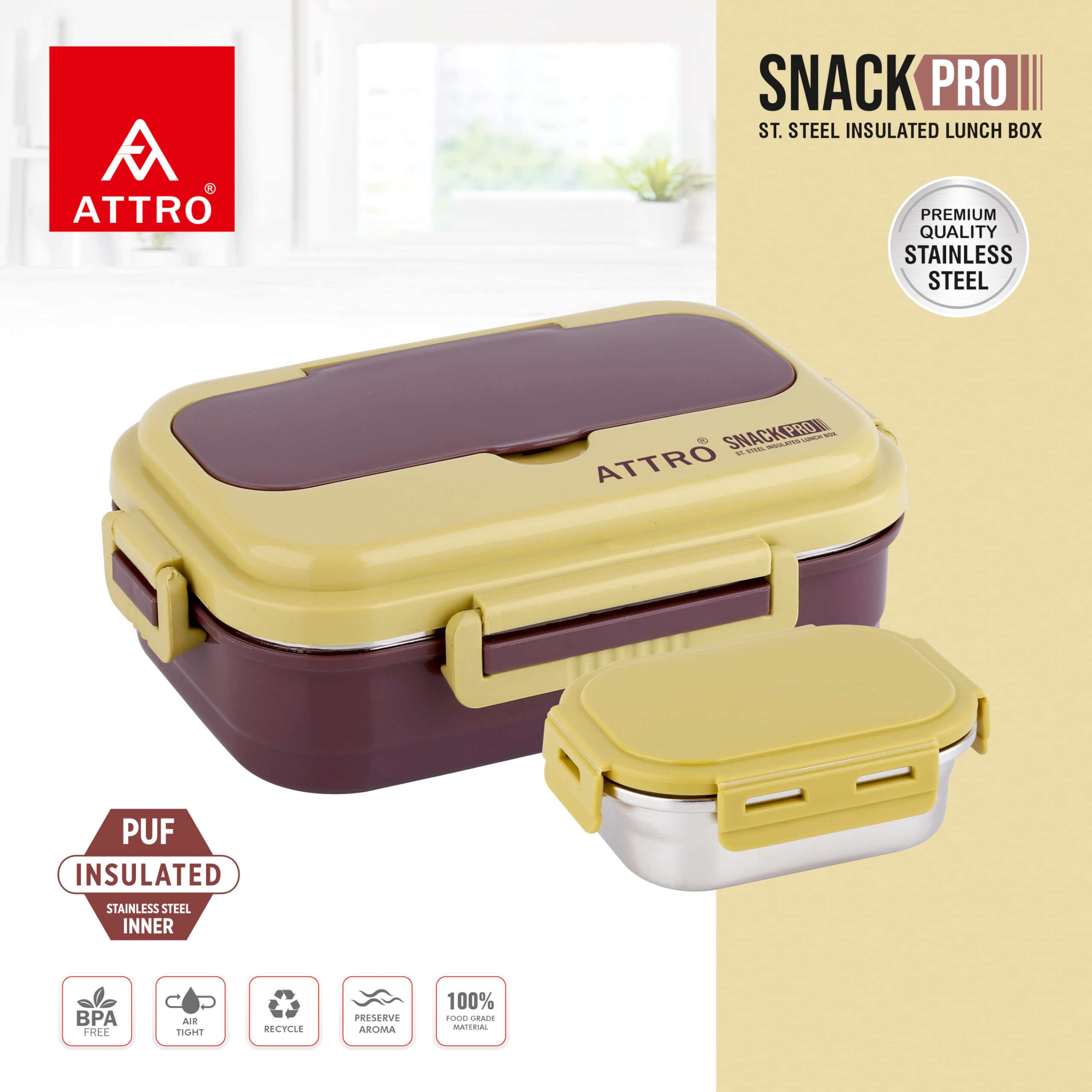 ATTRO SnackPro Lunch Box - Insulated & Leakproof -6