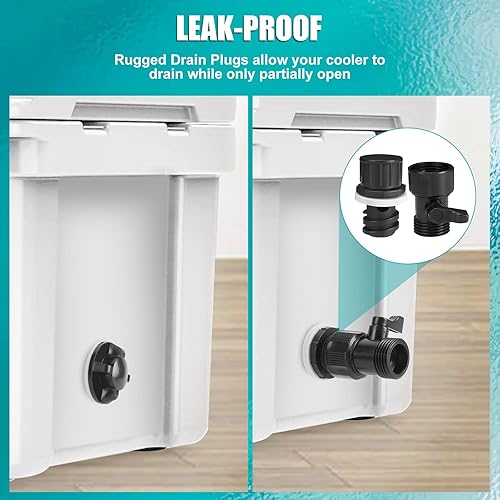 Miniatura 7 de WADEO Conexión de manguera de tapón de drenaje más fresco, tapón de drenaje de repuesto con válvula de cierre de manguera de jardín para enfriador